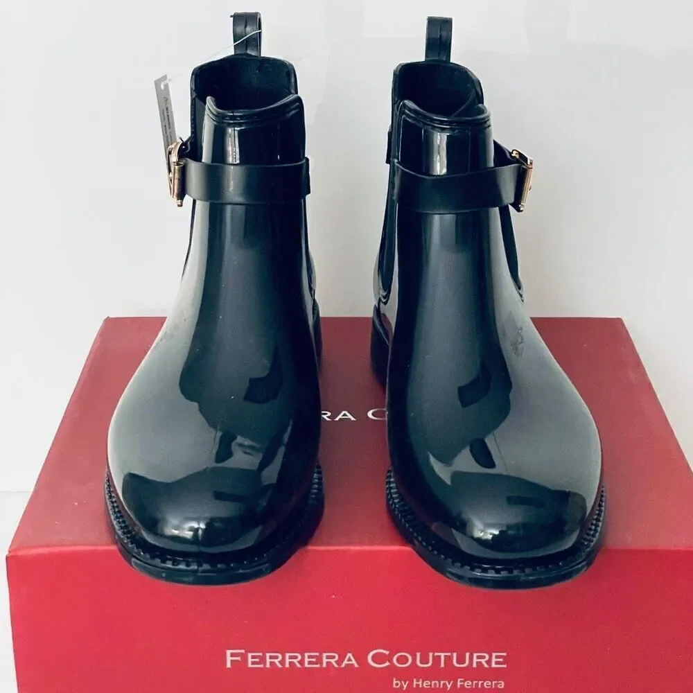 NWT Ferrera Couture 8 by Henry Ferrera Clarity Black Rain Marsala Booties Boots